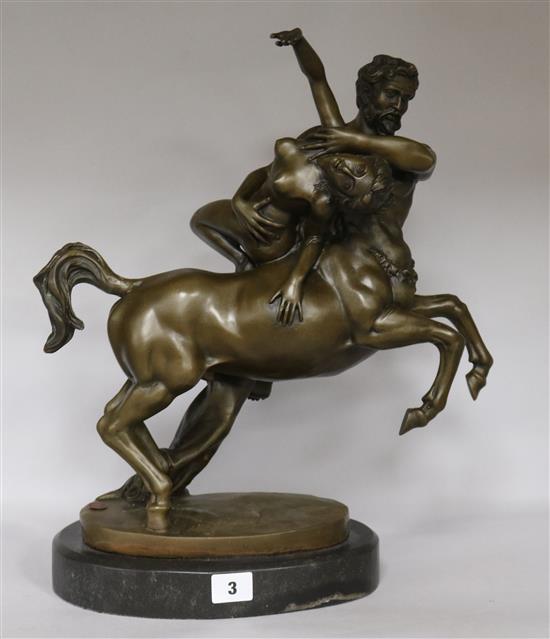 After Clodion. A bronze centaur and maiden, height 42cm